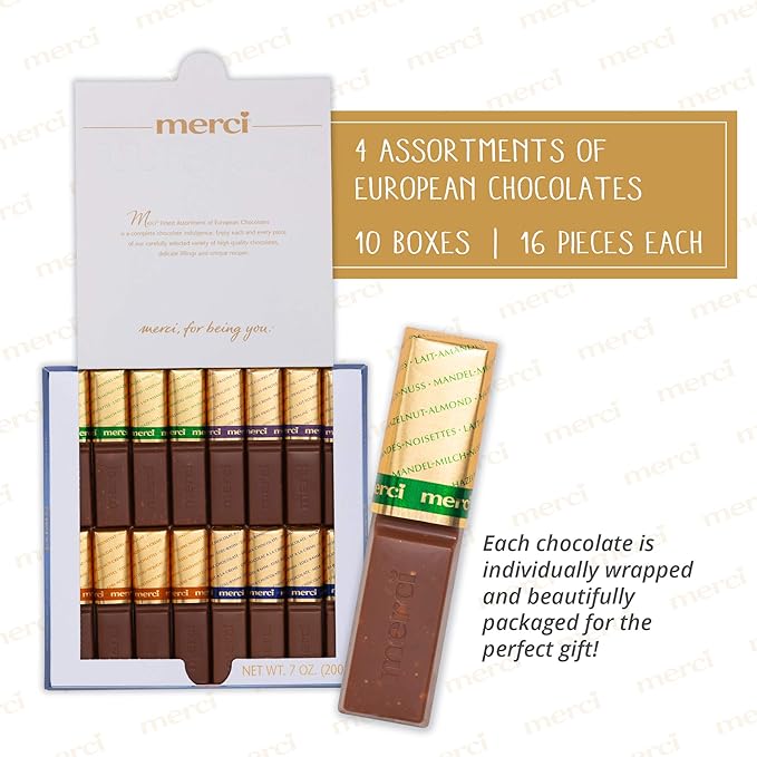 Merci Finest Assorted Milk Chocolate Candy Gift Box 7 Oz (Pack of 10)