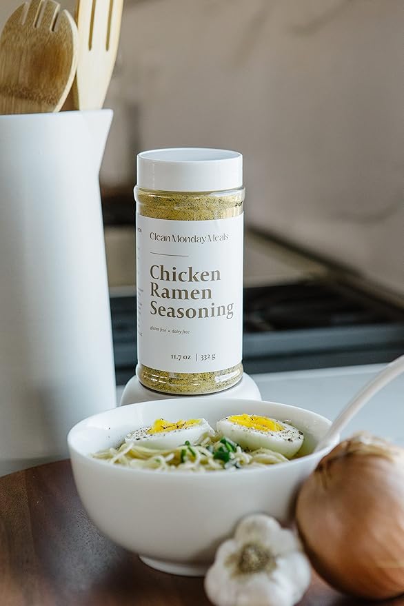 Clean Monday Meals Chicken Ramen Seasoning Mix – Gluten Free Dairy Free Soy Free &amp Non-GMO – Flavor Booster for Noodles Broths Stir-Fries &amp Meal Prep – Two-Pack 23.4 oz Total