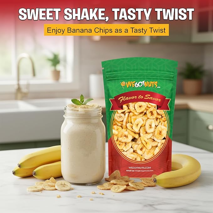 We Got Nuts Premium Dried Banana Chips 64oz (4 Pounds) Fresh Crispy &amp Sweetened Sealed For Freshness - We Got Nuts