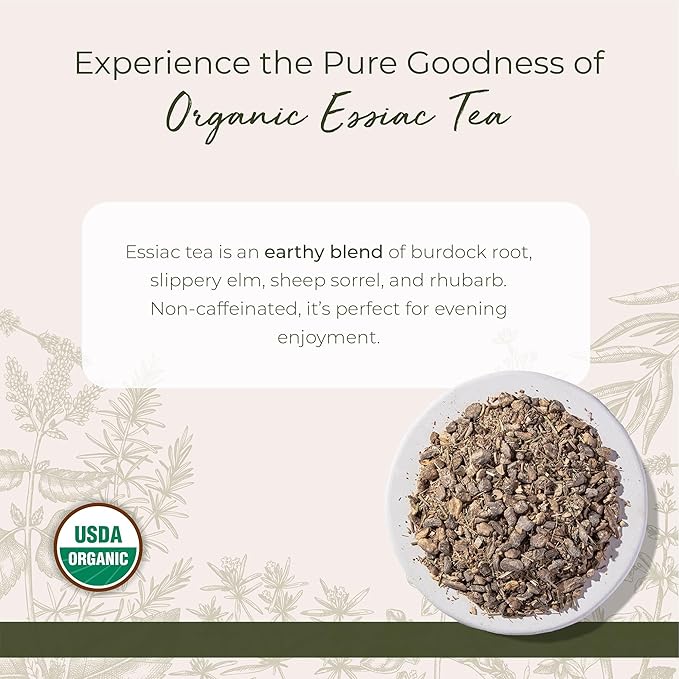 Starwest Botanicals Essiac Tea Organic - Caffeine Free Herbal Blend Loose Leaf Burdock Root Slippery Elm Bark Sheep Sorrel &amp Rhubarb Certified Kosher Non-GMO - Bulk 1 lb Bag
