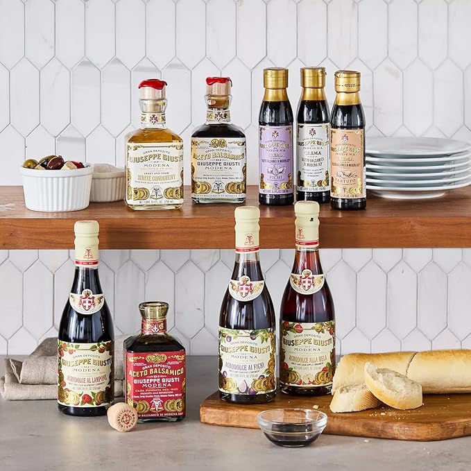 Giusti Italian Balsamic Vinegar of Modena IGP - 3 Gold Medals Rich &amp Thick Gran Deposito Aceto Balsamico di Modena for Salads Cheese &amp Finishing Touches Made in Italy – 8.45 fl oz/250 ml -P