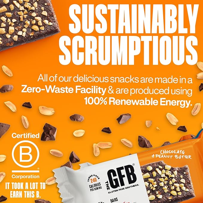 The GFB Chocolate Peanut Butter Protein Bars - Gluten Free Plant Based Non GMO Sustainably Made – Ridiculously Tasty Healthy Vegan Nutrition Snack Protein Bars 2.05 oz (12 Count)
