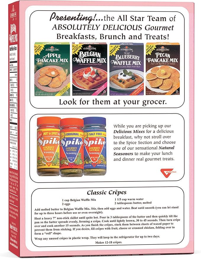 Classique Fare Belgian Waffle Mix - Makes Light and Crisp Waffles Pancakes Muffins and Crepes - Works with Griddle Maker - Fast and Fresh Breakfast Foods - 1 Pound (Pack of 6)