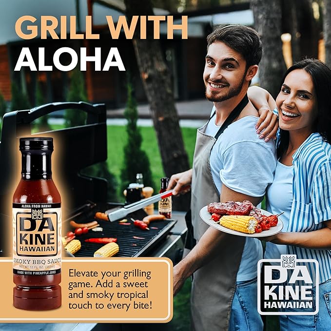 Da Kine Hawaiian Smoky BBQ Sauce Premium Gourmet Barbecue Sauce Made in Small Batches Gluten-Free BBQ Sauce for Meat Fish and Vegetables - Smoky (3 Pack)