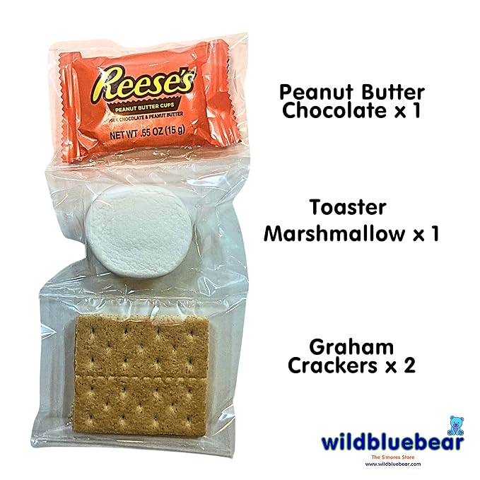 WBB | SMORES KIT STRIP | Individually packaged set : Graham Crackers Marshmallow Chocolate | Make delicious smores (25 sets) (25 units Peanut Butter)