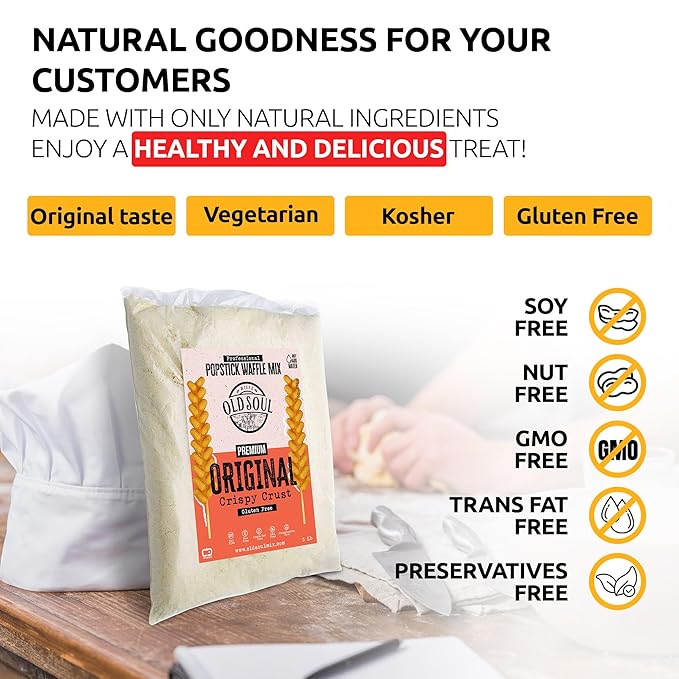 OldSoul Professional Popstick Waffle Mix | Crispy | Stick Waffles Dough Mix | GLUTEN FREE | Original Flavor | 30 lbs | 672 Waffles (30 Lbs Gluten Free)