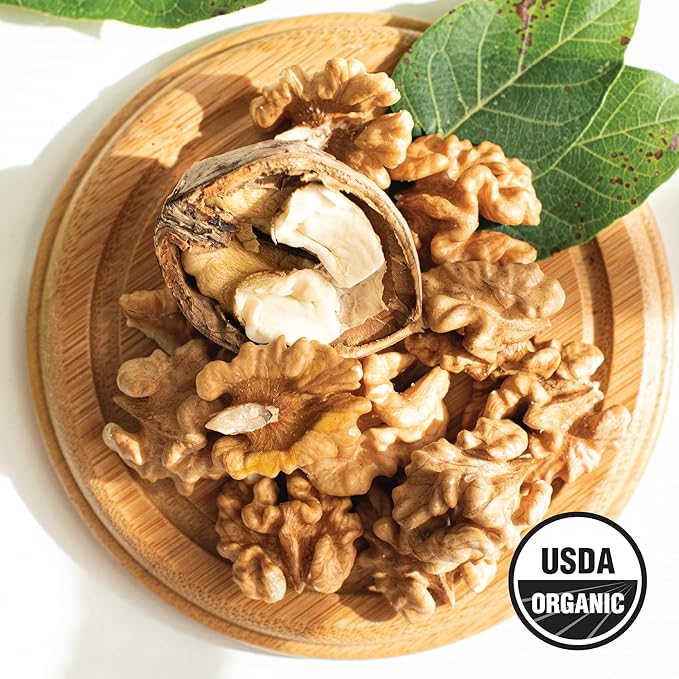 Wilderness Poets California Walnuts - Organic Raw Chandler Heirloom Variety - Golden Blonde Halves Bulk Size (64 Ounce - 4 Pound)