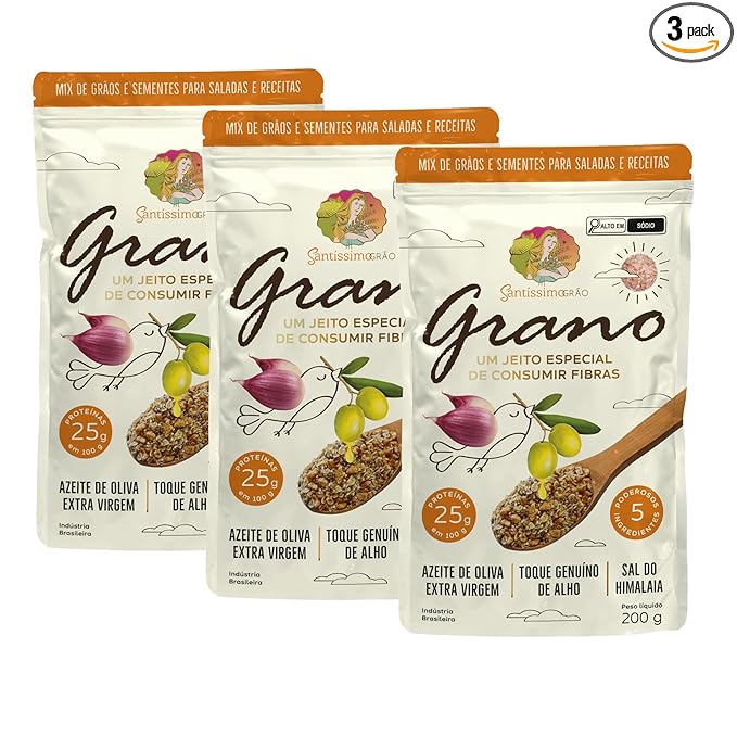 Salty Granola Natural Granola Vegan High Fiber Premium Grain and Seed Mix 25g Protein 200g with Extra Virgin Olive Oil and Himalayan Salt - Pack of 3