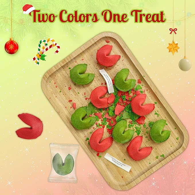 4E's Novelty Christmas Fortune Cookies Bulk 50 Individually Wrapped Funny Fortune Cookies with Holiday Sayings for Kids &amp Adults Perfect Christmas Candy Snacks Party Favors &amp Treats