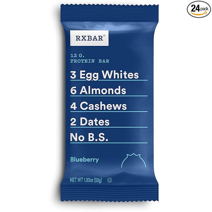 RXBAR Blueberry Protein Bar High Protein Snack Gluten Free Pack of 24