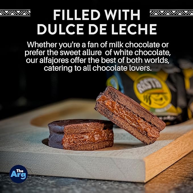 THEARG | RASTA - Chocolate Alfajores Filled with Dulce de Leche Argentino | Alfajor from Argentina - Milk Chocolate | 70 g (Pack x6 Dark Chocolate)