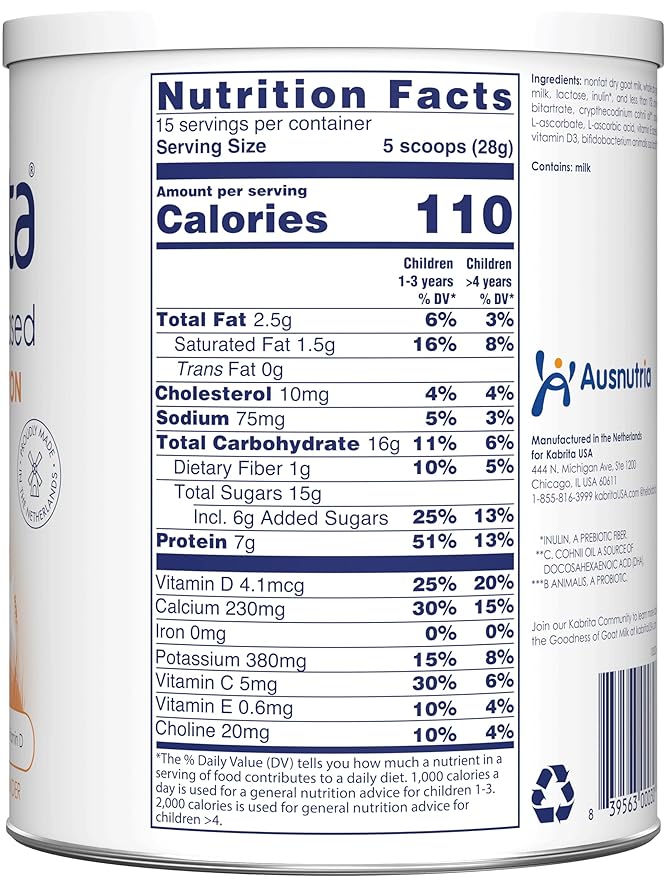 Kabrita Junior Goat Milk Powder for Kids - Easy to Digest for Ages 2-7 - Immunity Boosting Containing Vitamin C D E Protein &amp Calcium - Non-GMO Gentle on Sensitive Tummies - 14 Oz (Pack of 3)