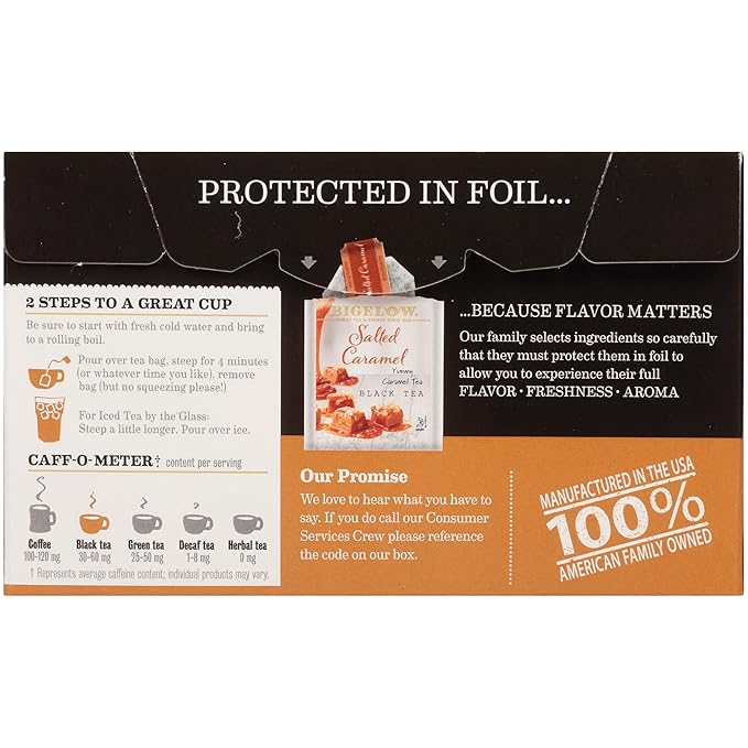 Bigelow Tea Salted Caramel Black Tea Caffeinated Tea with Caramel and Salt Holiday and Christmas Tea 18 Count Box (Pack of 6) 108 Total Tea Bags