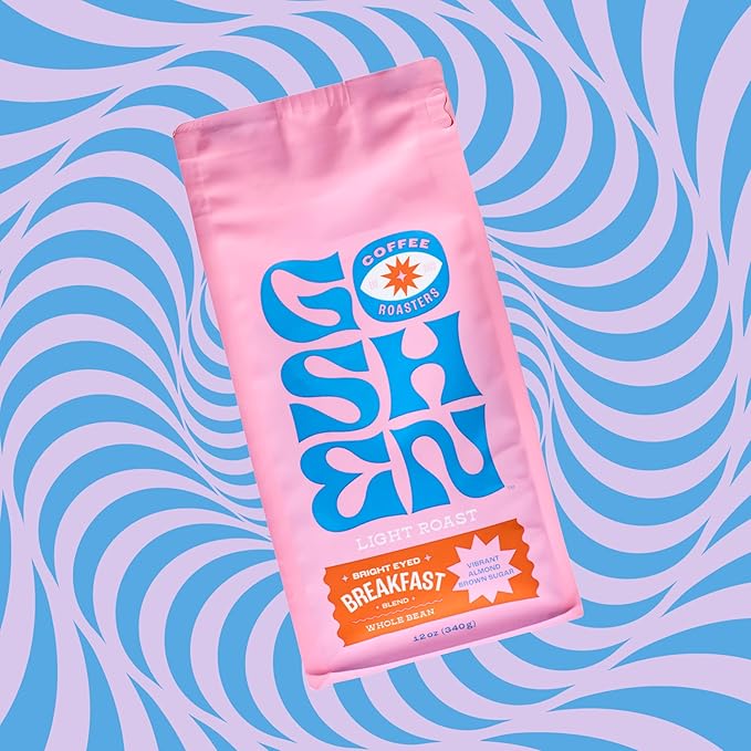 Goshen Coffee Roasters Whole Bean Bright Eyed Breakfast Blend | Light Roast Brewed or Espresso | Award-Winning - Natural and Washed | Vibrant Almond Brown Sugar Flavors | 5 lb Bag