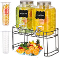 1 Gallon Glass Drink Dispensers for Parties 2PACK Beverage Dispenser with Stand Fruit Infuser and Stainless Steel Spigot 100% Leakproof Beverage Dispenser for Lemonade Sun Tea