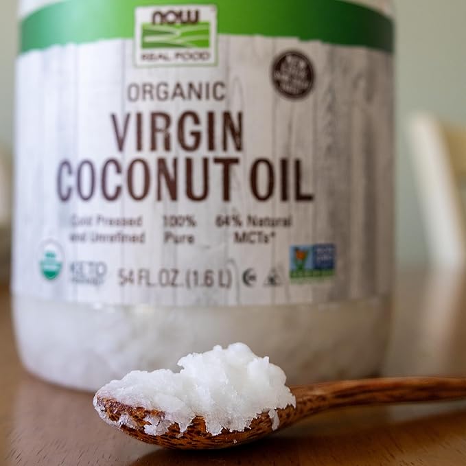 NOW Foods Certified Organic Virgin Coconut Cooking Oil Cold-Presesed and Unrefined Trans Fat Free 100% Pure and Certified Non-GMO 54-Ounce