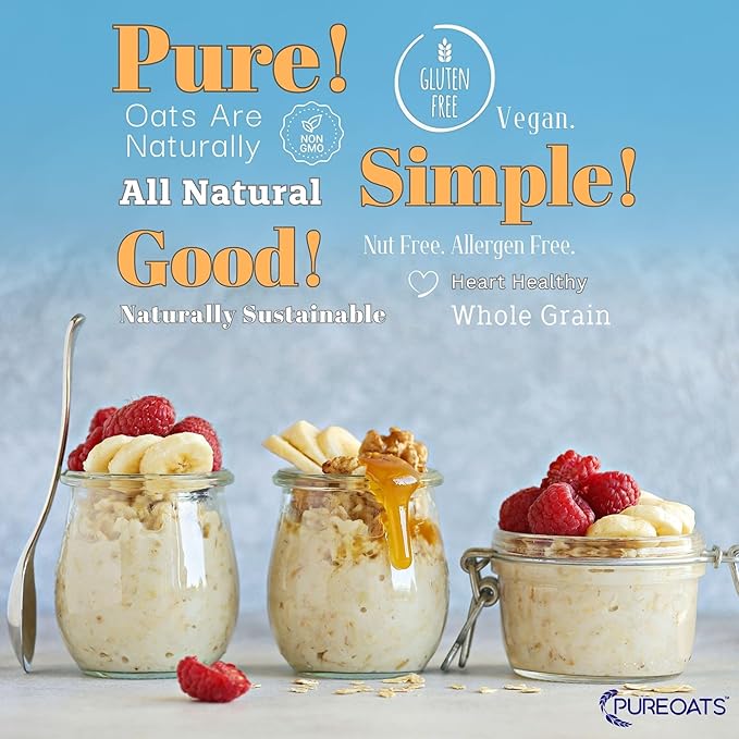 PureOats Gluten Free Oat Groat Oats Whole Grain 15 lb Pantry Size Bag 100% Whole Grain Vegan Allergen Free for Healthy Breakfast and More
