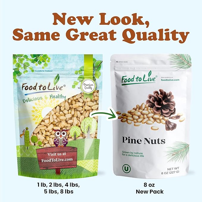 Food to Live - Pine Nuts 5 Pounds Raw Pignolias Kosher Vegan