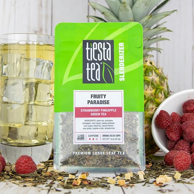 Tiesta Tea - Green Tea Gift Box Loose Leaf 3 Pouches Medium Caffeine Hot &amp Iced Assortment with Light Citrus &amp Fruity Green Loose Leaf Variety Box