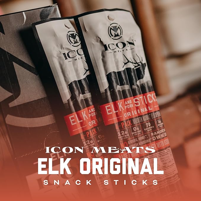 ICON Meats Snack Sticks Sampler 6 Pack High Protein Snacks Assorted Bison Elk Venison &amp Pork Jerky 4 Meat Sticks per Pack Gluten Free Low Sugar Made in the USA Gifts for Him