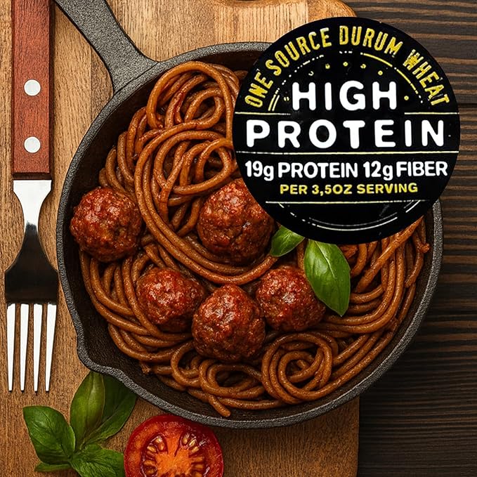 Garofalo - High Protein Spaghetti Pasta | Premium Durum Wheat Semolina with 19g Protein &amp 12g Fiber | Italian Made Bronze-Drawn PGI Certified (16 oz 6-Pack)