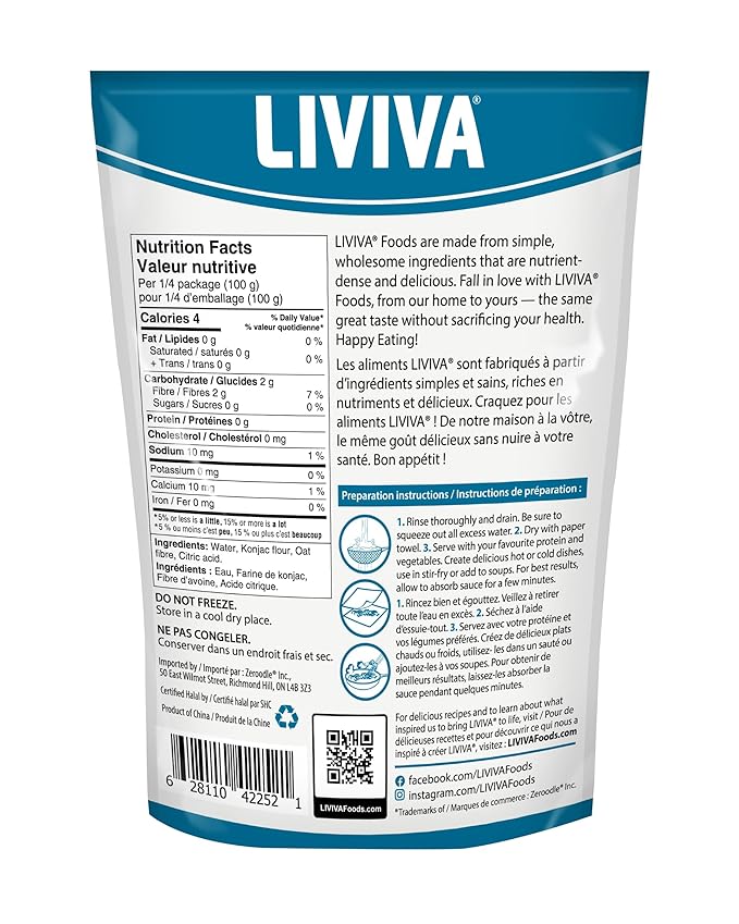 LIVIVA Shirataki Konjac Spaghetti (6 Pk) – Diabetic-Friendly Low Carb Low Calorie Pasta Noodles Ready to Serve – No Odor Certified Non-GMO Gluten Free Vegan Plant-Based Keto Kosher Halal