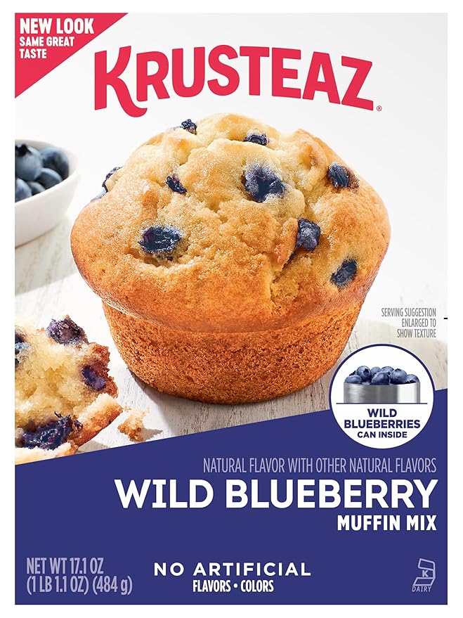 Krusteaz Wild Blueberry Muffin Mix - No Artificial Flavors or Colors - 17.1 OZ (Pack of 3)