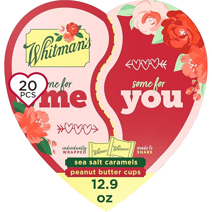 WHITMAN'S Valentine's Day Best Friends Forever Heart Milk &amp Dark Chocolate Candy Gift Box 12.9 oz.
