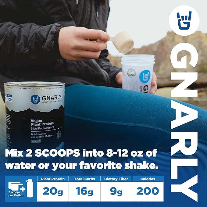 Gnarly Nutrition Vegan Plant Protein – Vanilla Vegan Protein Powder NSF Sport Certified – Meal Replacement Daily Nutritiional Boost – Lactose Free Powder – Vanilla 28.2 oz