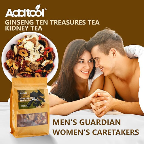 Addtool Maca Ginseng Power Blend TeaGinseng-Infused ten Treasure Kidney Tea  for Women &amp Men。withReishi Red Date Wolfberry Mulberry Cassia seedPremium (180 grams / 15 packs) Each tea bag can b
