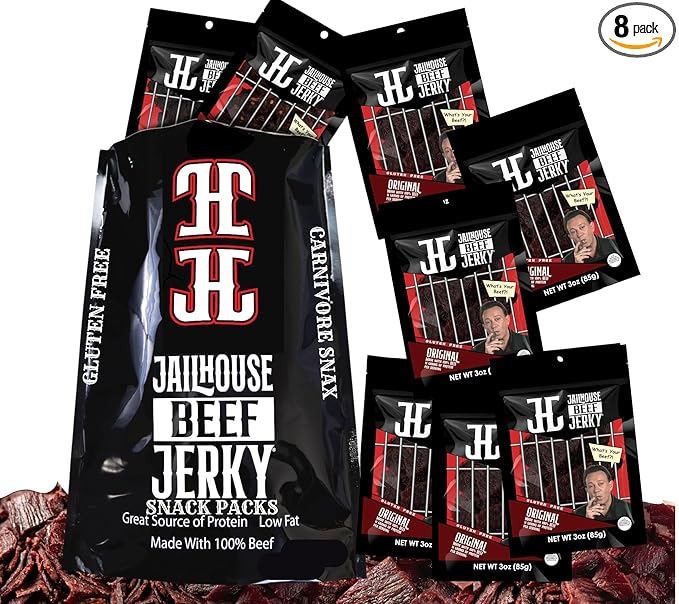 JailHouse Beef Jerky Original | High-Protein Snacks for adults Gluten-Free Jerky Fuel for Active Lifestyles | Uncut Mob Taste | Your Poker Table Carnivore Snax | The Perfect Gourmet Gift for Men