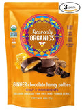 Heavenly Organics Ginger Chocolate Honey Patties (3 Bags) Made with 100% Organic Cocoa and 100% Organic Raw White Honey Non-GMO Fair Trade Kosher Dairy &amp Gluten Free No Sugar Added