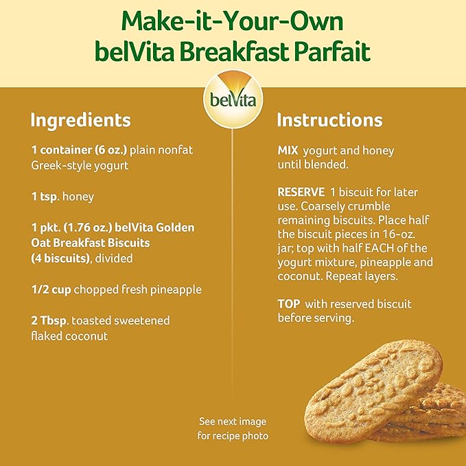 belVita Breakfast Bars Biscuits Golden Oat 30 Total Packs 6 Boxes (4 Biscuits Per Pack)