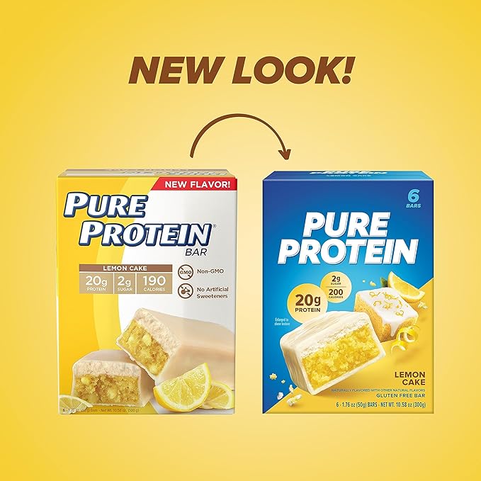 Pure Protein Bars Nutritious Snacks to Support Energy Lemon Cake 6 Count (Pack of 1)
