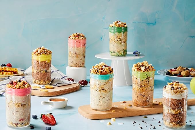 SUNGIVEN High Protein Overnight Oats Family Size Variety Pack - 7 Flavors Low Sugar Keto Instant Health Breakfast Oatmeals with Cinnamon Berries Ginger Pumpkin Seed Goji 28-Packs 74.1oz