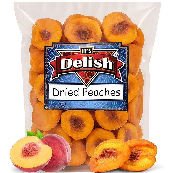 Dried Peaches by It's Delish 10 Lbs Bulk Bag | Naturally Sweet Fancy Peach Halves Slices No Sugar Added Dried Fruit Healthy Snacks Fresh and Dry Sliced Peaches Snack | Vegan Kosher