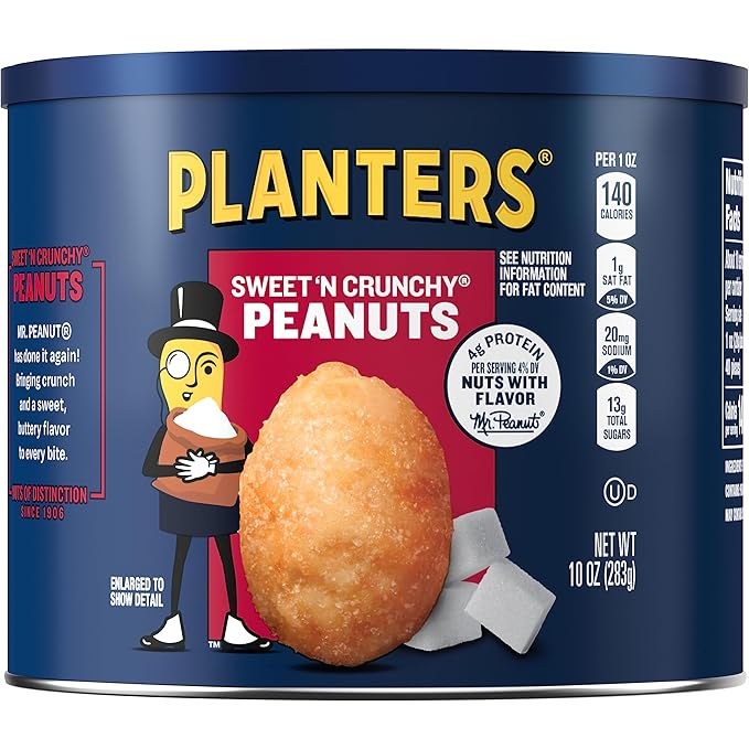 PLANTERS Sweet 'N Crunchy Peanuts 10 oz. can (Pack of 6)