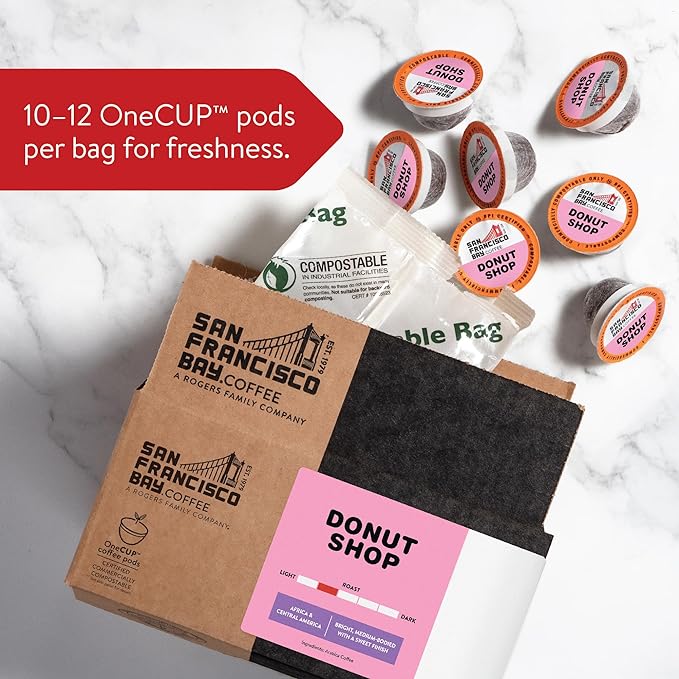 San Francisco Bay Compostable Coffee Pods - Donut Shop (80 Ct) K Cup Compatible including Keurig 2.0 Light Roast