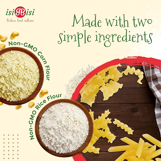 isiBisi Gluten-Free Pasta Sampler 3-Pack - Penne Baby Mafalda Spirali Noodles - Non GMO Vegan Made in Italy