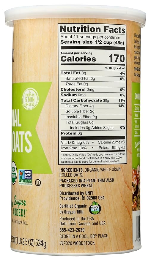 Woodstock Organic Irish-Style Oats - Case of 12 - 18.5 oz.