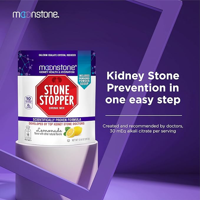 Stone Stopper Drink Mix Lemonade Kidney Stone Prevention Calcium Oxalate Protector Alkali Citrate Support Developed by Urologists to Improve Hydration and Support Kidney Health 30 Day Supply