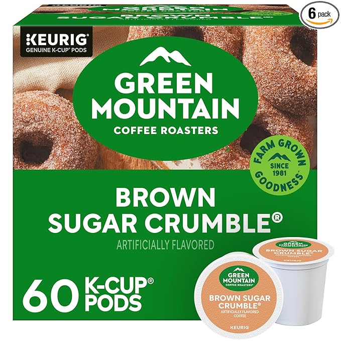 Green Mountain Coffee Roasters Brown Sugar Crumble Keurig Single-Serve K-Cup pods Medium Roast Coffee 60 Count (6 Packs of 10)