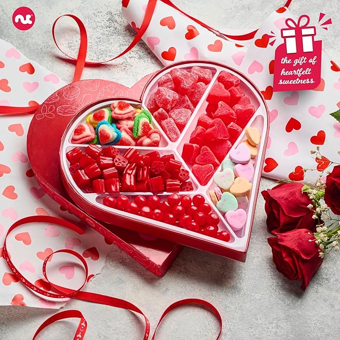 NUT CRAVINGS - Easter Mixed Candy Heart Shaped Gift Basket Love in A Box (6 Assortments) Ramadan Gifts Romantic Food Arrangement Healthy Snack Care Package Food Assortments
