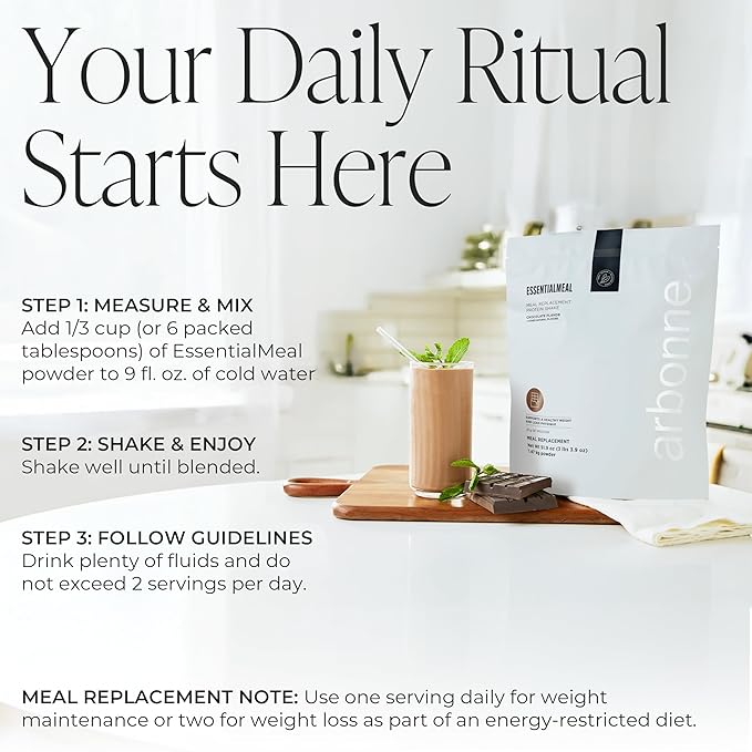Arbonne EssentialMeal Meal Replacement Shake (Chocolate) with Sport Hydration Tropical Berry Electrolyte Powder