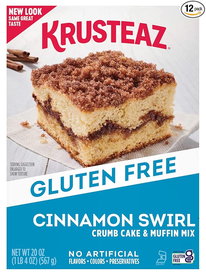Krusteaz Gluten Free Baking Mix Cinnamon Swirl Crumb Cake &amp Muffin Mix 12-Ounce Box (Pack of 12)