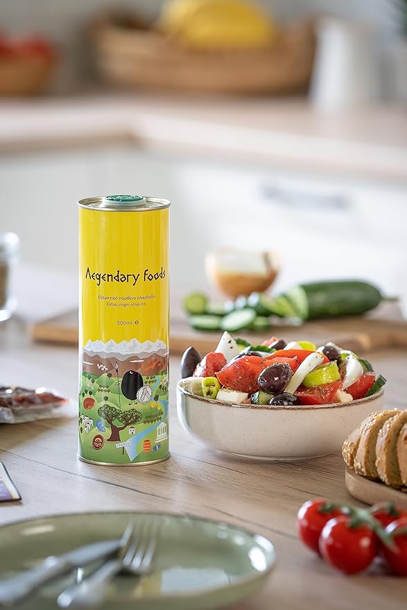 Extra Virgin Olive Oil Tin Great Taste Cold Pressed Fruity Flavor Olive Oil Extra Virgin EVOO from the Land of Sparta 500ml Tin