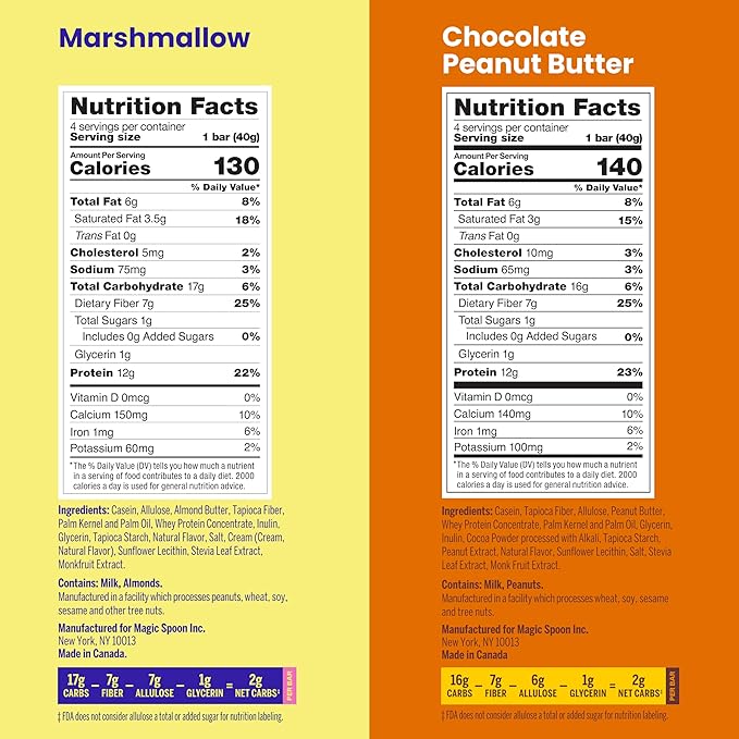 Magic Spoon Treats - 16 Gluten Free Protein Bars: 8 Chocolate Peanut Butter &amp 8 Marshmallow - High Protein Gluten Free Snack - Sugar &amp Grain Free Protein Cereal Bar - Low Carb &amp Keto Frien