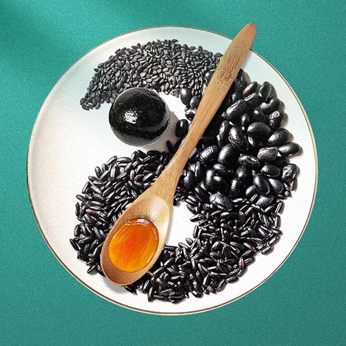 Seven Treasures Black Sesame Balls 7oz (200g) Total - 20 Individual Wrapped Rich Nutty Flavor with Black Beans Black Rice Mulberry Walnut &amp Honey Gluten-Free Energy Snack for Office &amp Tra