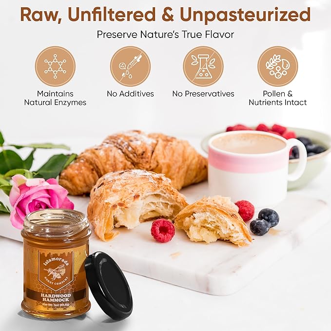 Case Of 12 - Raw Pure Unprocessed Hardwood Hammock Honey 3oz Jar from Islamorada Honey Company