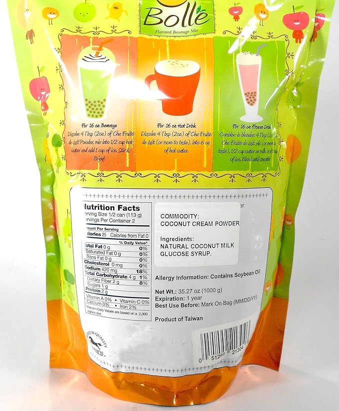 BOLLE Boba Bubble Tea Smoothie Powder Mix Drinks (Coconut)